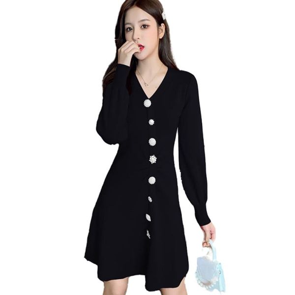casual dresses women's spring autumn dress elegant solid color v-neck button sleeve sweet 3373, Black;gray
casual dresses women's spring autumn dress elegant solid color v-neck button sleeve sweet 3373, Black;gray