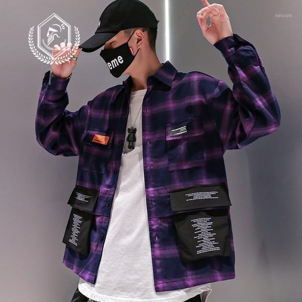 men fashion loose plaid print casual safari style pockets hip hop shirts1, White;black
men fashion loose plaid print casual safari style pockets hip hop shirts1, White;black