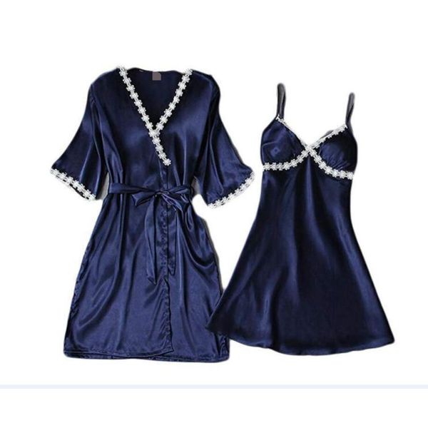 spring summer silk robe women bathrobe nightdress v neck 2 pieces women's dressing gown pajamas, Black;red
spring summer silk robe women bathrobe nightdress v neck 2 pieces women's dressing gown pajamas, Black;red