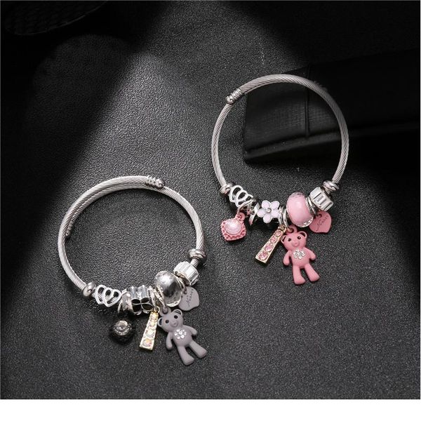 fashion bracelets & bangles stainless steel diy jewelry big pink bear pendant hearts love women's bracelet cuff charms qylyuh, Black;brown
fashion bracelets & bangles stainless steel diy jewelry big pink bear pendant hearts love women's bracelet cuff charms qylyuh, Black;brown