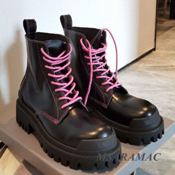 boots personality stone grain platform combat leather ladies round toe lace-up ankle winter fashion, Black
boots personality stone grain platform combat leather ladies round toe lace-up ankle winter fashion, Black