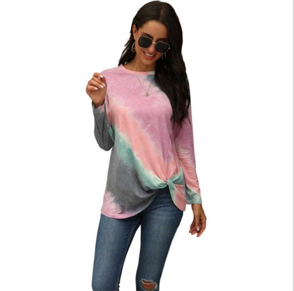 ladies for fall/winter new products explosive round neck fashion striped dyeing long sleeve t-shirt, White
ladies for fall/winter new products explosive round neck fashion striped dyeing long sleeve t-shirt, White