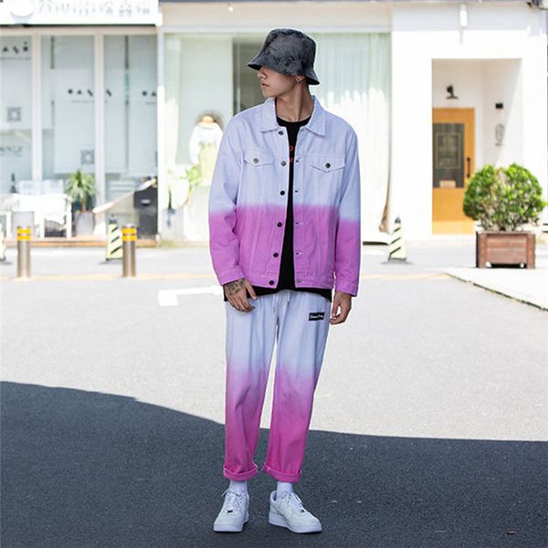 gradient mens denim tracksuits loose lapel neck denim jackets and straight jeans autumn skatebaord men two piece outfit, Gray
gradient mens denim tracksuits loose lapel neck denim jackets and straight jeans autumn skatebaord men two piece outfit, Gray
