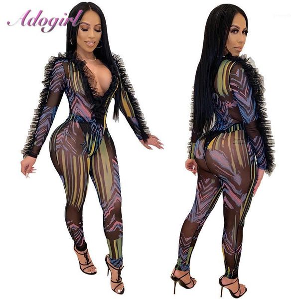 print ruffle sheer mesh v neck night party club jumpsuit women 2 piece set tracksuit female spring outfit rompers overalls1, Black;white
print ruffle sheer mesh v neck night party club jumpsuit women 2 piece set tracksuit female spring outfit rompers overalls1, Black;white