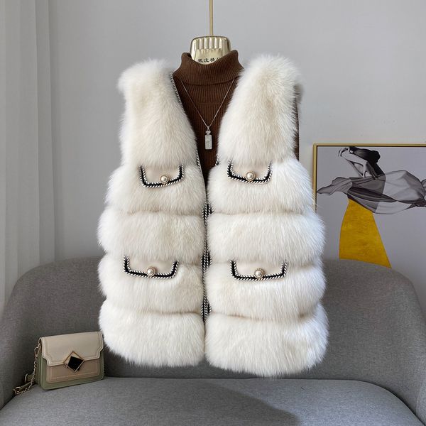 recent 2020 more winter design natural ladies fox skin genuine female leather gilet coat qshu, Black
recent 2020 more winter design natural ladies fox skin genuine female leather gilet coat qshu, Black