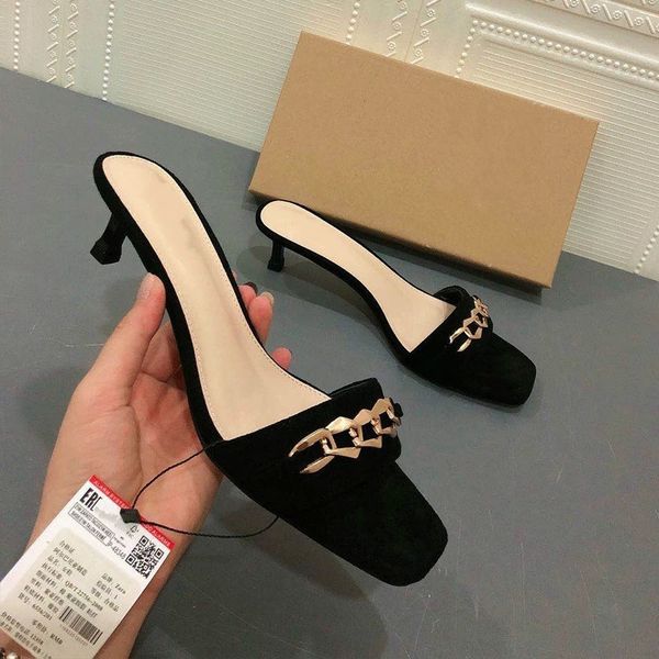 2021 summer new women slippers stiletto high heels open toe fashion metal chain cool black shoes woman slip-on ladies slides #7o9c
2021 summer new women slippers stiletto high heels open toe fashion metal chain cool black shoes woman slip-on ladies slides #7o9c