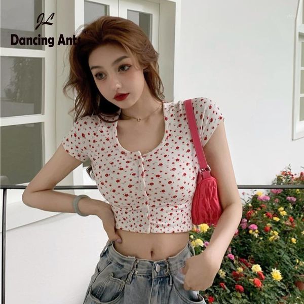 tshirts woman o-neck floral print crop single-breasted t-shirt women french chic casual tee1, White
tshirts woman o-neck floral print crop single-breasted t-shirt women french chic casual tee1, White