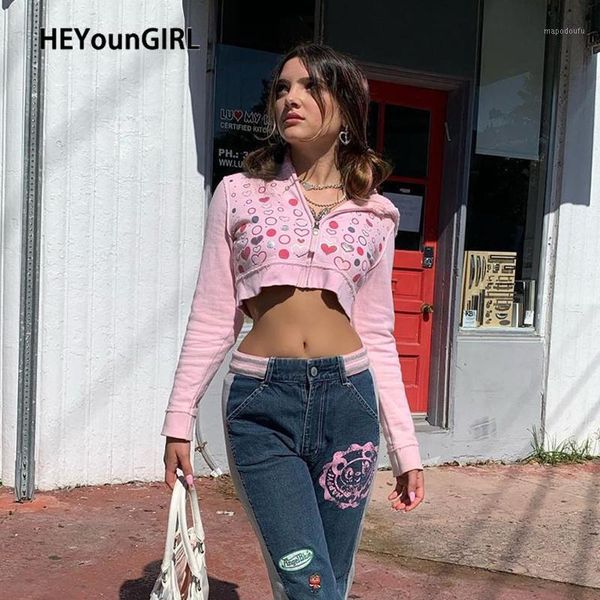 heyoungirl pink sweat cute y2k crop jacket women thin autumn zipper printed coats ladies fashion hooded overcoat long sleeve1, Black;brown
heyoungirl pink sweat cute y2k crop jacket women thin autumn zipper printed coats ladies fashion hooded overcoat long sleeve1, Black;brown
