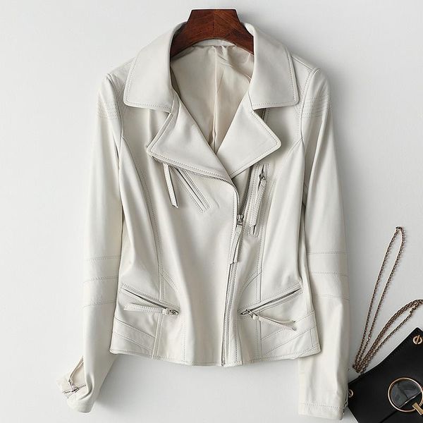 women's leather & faux autumn office lady clothes real jacket women lapel long sleeve slim white lambskin genuine short coats female, Black
women's leather & faux autumn office lady clothes real jacket women lapel long sleeve slim white lambskin genuine short coats female, Black