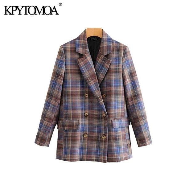 vintage stylish double breasted plaid blazer coat women fashion long sleeve pockets office wear female outerwear chic 201114, White;black
vintage stylish double breasted plaid blazer coat women fashion long sleeve pockets office wear female outerwear chic 201114, White;black