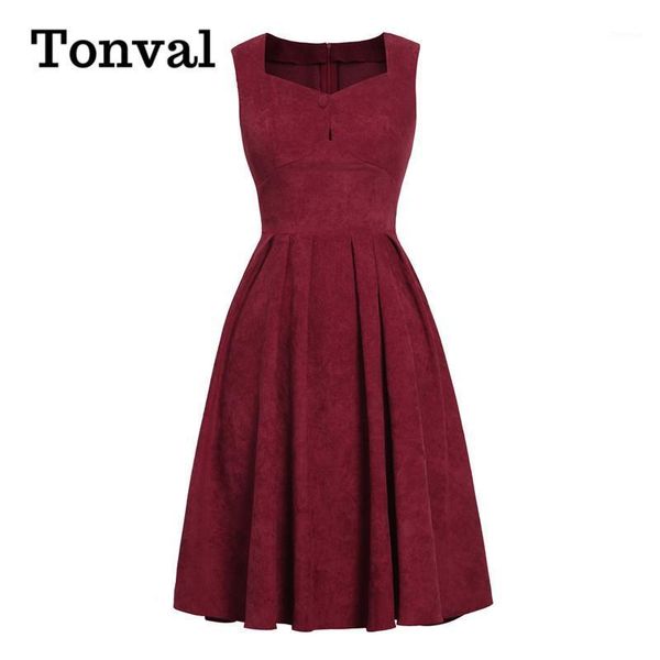 tonval button front high waist pleated corduroy autumn dress burgundy elegant party women sleeveless vintage dresses1, Black;gray
tonval button front high waist pleated corduroy autumn dress burgundy elegant party women sleeveless vintage dresses1, Black;gray