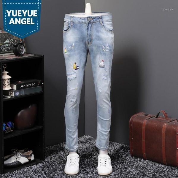 spring summer mens full length embroidery ripped denim pants slim fit stretch fashion casual streetwear jeans homme1, Blue
spring summer mens full length embroidery ripped denim pants slim fit stretch fashion casual streetwear jeans homme1, Blue
