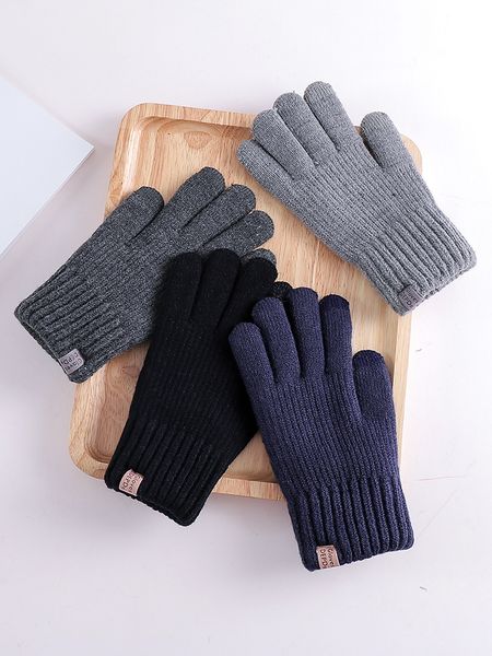 gloves men's warm and plush cotton in winter