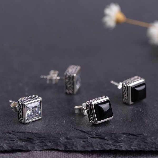 s925 стерлинговые серебро урожай craft black agatestud серьги женщины простые квадратные серьги циркон тайская серебряные украшения, Golden;silver
s925 стерлинговые серебро урожай craft black agatestud серьги женщины простые квадратные серьги циркон тайская серебряные украшения, Golden;silver