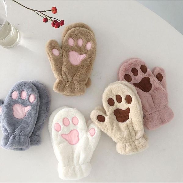 women student winter fuzzy plush full finger gloves cute cartoon cat solid color outdoor windproof snow ski mittens, Blue;gray
women student winter fuzzy plush full finger gloves cute cartoon cat solid color outdoor windproof snow ski mittens, Blue;gray