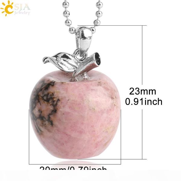 csja suspension apple natural stone pendant crystal pendants quartz bead necklaces fashion jewelry for female women gift g046 a, Silver
csja suspension apple natural stone pendant crystal pendants quartz bead necklaces fashion jewelry for female women gift g046 a, Silver