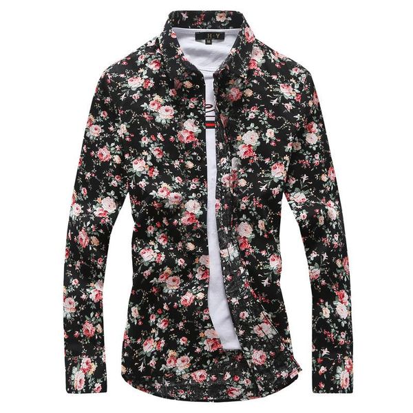 men's casual shirts floral slim long sleeve lapel shirt jacket male fashion streetwear, White;black
men's casual shirts floral slim long sleeve lapel shirt jacket male fashion streetwear, White;black