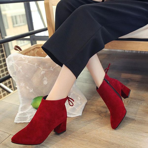 women's suede leather thick heel ankle short boots for women ladies grey khaki pointed toe high-heeled single boots new autumn, Black
women's suede leather thick heel ankle short boots for women ladies grey khaki pointed toe high-heeled single boots new autumn, Black