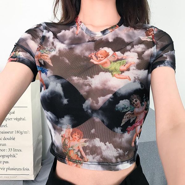 angel print see through mesh femme y2k aesthetic women's t-shirts female 2020 kawaii o-neck short sleeve crop tee shirt, White
angel print see through mesh femme y2k aesthetic women's t-shirts female 2020 kawaii o-neck short sleeve crop tee shirt, White