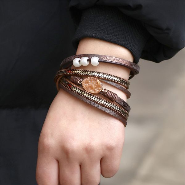 druzy fashion multilayer leather for resin women stone bead wrap cuff bangle magnetic clasp bracelet handmade wristband 1a34, Black
druzy fashion multilayer leather for resin women stone bead wrap cuff bangle magnetic clasp bracelet handmade wristband 1a34, Black