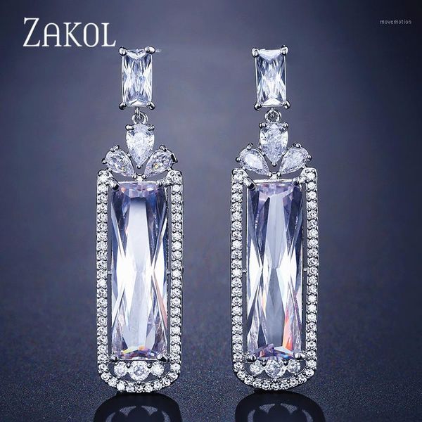 zakol transparent big baguette cubic zirconia long drop earrings for women wedding dinner party jewelry fsep23261, Silver
zakol transparent big baguette cubic zirconia long drop earrings for women wedding dinner party jewelry fsep23261, Silver