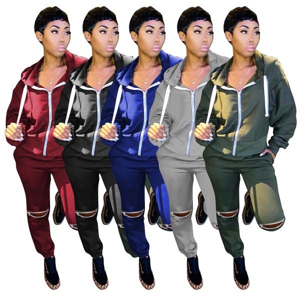 women zipper clothes knee jacket winter two set piece hood 2020 tracksuit designers sleeved casual long trousers fall hole qmigb, Black
women zipper clothes knee jacket winter two set piece hood 2020 tracksuit designers sleeved casual long trousers fall hole qmigb, Black