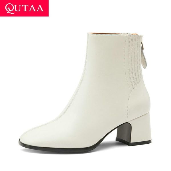 boots qutaa 2021 quality cow leather women shoes autumn winter square toe zipper ankle heel concise short size34-40, Black
boots qutaa 2021 quality cow leather women shoes autumn winter square toe zipper ankle heel concise short size34-40, Black
