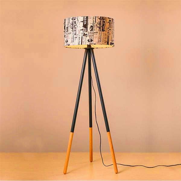 Discount Creative Warm Personality Round Wood Vertical Tripod Floor Lamp With Light Source Us Plug Modern Design Floor Lamps