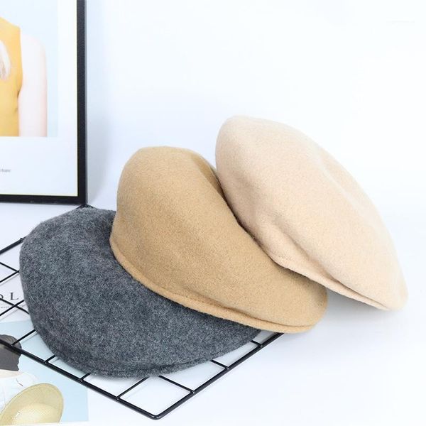 New Autumn and Winter Wool Kangaroo Casquette Pure Color Painter Hat Korean-Style All-match Forward Hat Beret Female Spot caps1, Blue;gray
New Autumn and Winter Wool Kangaroo Casquette Pure Color Painter Hat Korean-Style All-match Forward Hat Beret Female Spot caps1, Blue;gray
