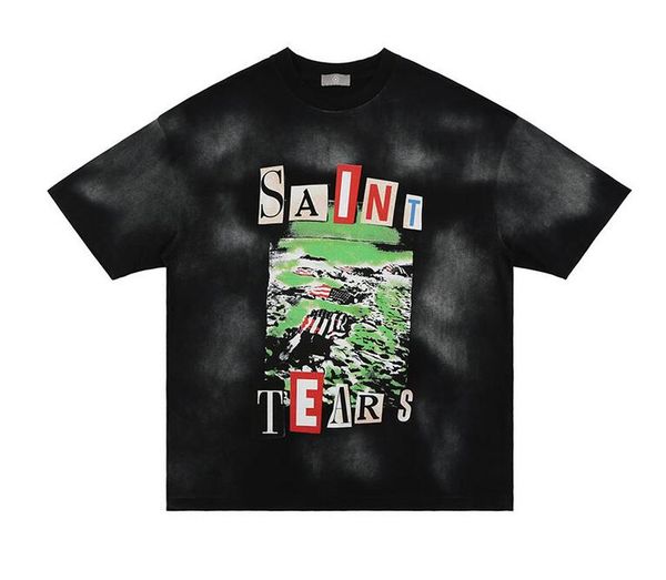 men t shirt crew neck vintage black saint printed short sleeve washed t-shirt men's womens oversized tee, White;black
men t shirt crew neck vintage black saint printed short sleeve washed t-shirt men's womens oversized tee, White;black