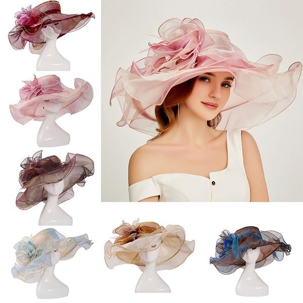 2021 sun hat for women flowers elegant summer large wide brim ladies wedding hat, Blue;gray
2021 sun hat for women flowers elegant summer large wide brim ladies wedding hat, Blue;gray