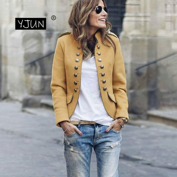 women short blazer jacket autumn winter long sleeve suits button feminino yellow blazer coats ladies clothing streetwear1, White;black
women short blazer jacket autumn winter long sleeve suits button feminino yellow blazer coats ladies clothing streetwear1, White;black