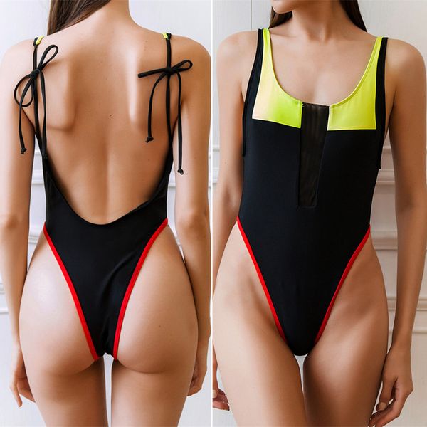 chanshuang 2019 new one-piece solid color splicing strap women's swimsuit one piece open back bikini
chanshuang 2019 new one-piece solid color splicing strap women's swimsuit one piece open back bikini