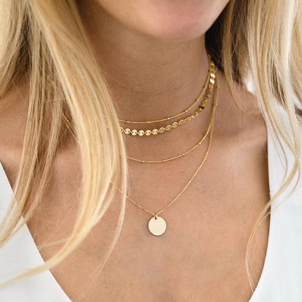 316l stainless steel necklace 4 pcs not darken gold color round discs chain necklace for women friends gift new fashion gift, Silver
316l stainless steel necklace 4 pcs not darken gold color round discs chain necklace for women friends gift new fashion gift, Silver