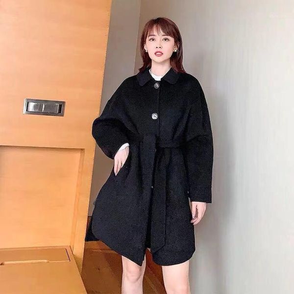 789 winter new double-sided cashmere coat 100 wool single breasted medium length tweed coat for women1, Black
789 winter new double-sided cashmere coat 100 wool single breasted medium length tweed coat for women1, Black