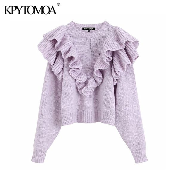 vintage stylish ruffles short style knitted sweater women fashion o neck long sleeve sweet pullovers chic puff femme 201030, White
vintage stylish ruffles short style knitted sweater women fashion o neck long sleeve sweet pullovers chic puff femme 201030, White