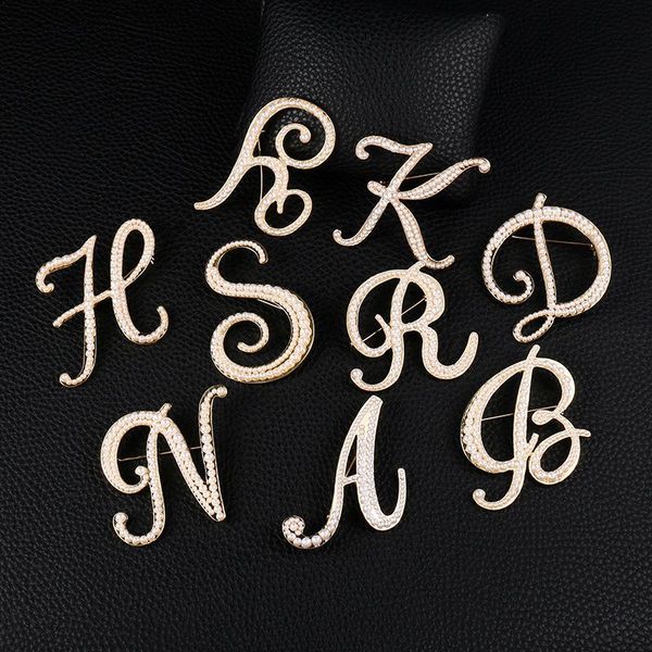 english letter metal brooch women men pearl collar lapel pins coat jewelry accessories safety shawl brooches and pins, Gray 
english letter metal brooch women men pearl collar lapel pins coat jewelry accessories safety shawl brooches and pins, Gray