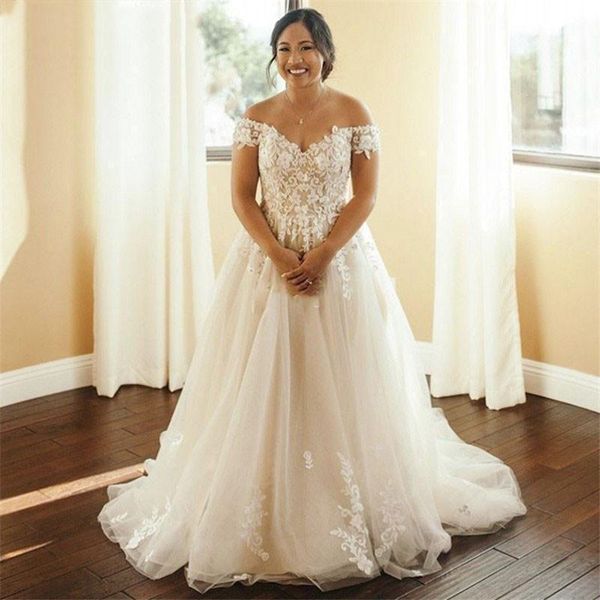 vintage off shoulder a line lace wedding gowns 2021 with appliques sweep train lace-up tulle bridal dresses vestidos de novia, White
vintage off shoulder a line lace wedding gowns 2021 with appliques sweep train lace-up tulle bridal dresses vestidos de novia, White