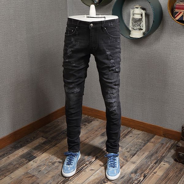 2021 new high street fashion black slim fit destroyed ripped men pencil pants streetwear designer hip hop jeans homme lydp, Blue
2021 new high street fashion black slim fit destroyed ripped men pencil pants streetwear designer hip hop jeans homme lydp, Blue