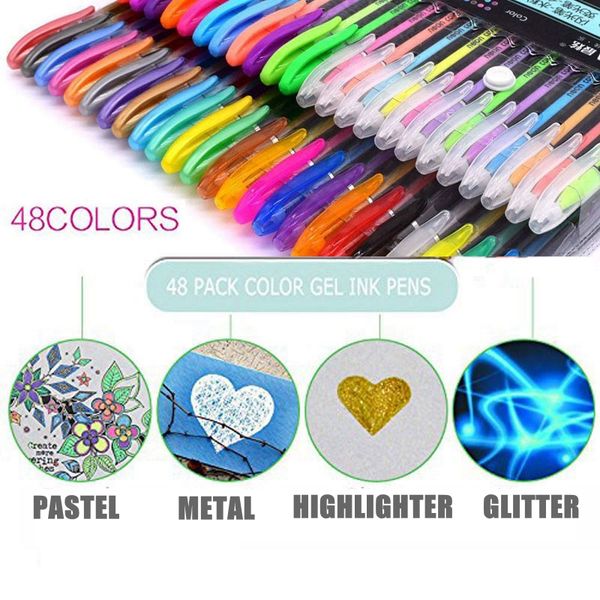 12pcs/set colors gel pens 48-color refill glitter gel pen for coloring books journals drawing art markers stationary pen, Black;red
12pcs/set colors gel pens 48-color refill glitter gel pen for coloring books journals drawing art markers stationary pen, Black;red