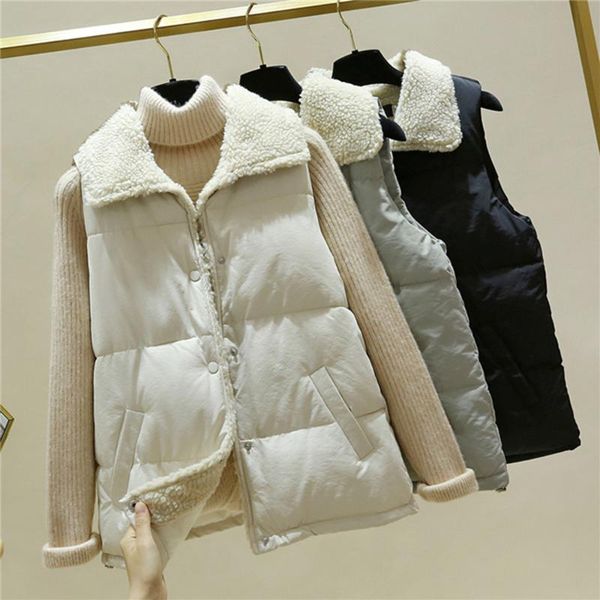 women's vests plush turn down collar vest winter coat korean style buttons sleeveless casual jackets femme casacas para mujer, Black;white
women's vests plush turn down collar vest winter coat korean style buttons sleeveless casual jackets femme casacas para mujer, Black;white