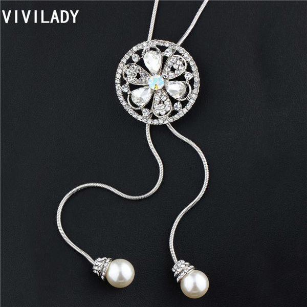 pendant necklaces vivilady trendy flower wreath imitation pearls rhinestone beads tassels long metal chain women costume accessory gift, Silver
pendant necklaces vivilady trendy flower wreath imitation pearls rhinestone beads tassels long metal chain women costume accessory gift, Silver