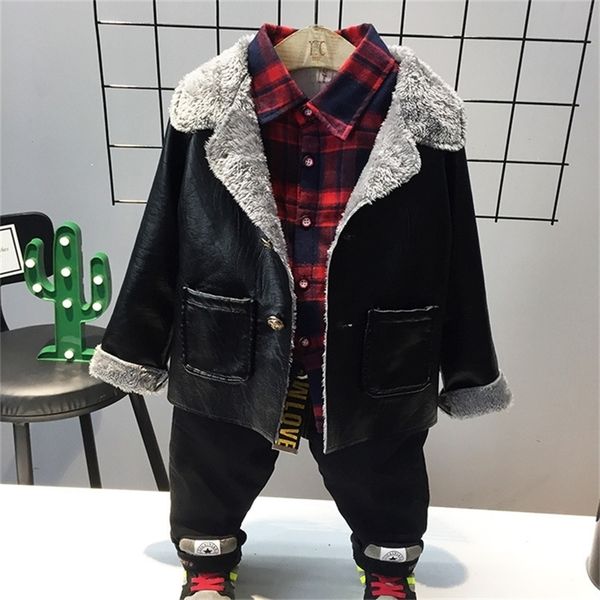 winter pu leather boys lambswool coats plus velvet warm children's outwear kids tracksuit locomotive jackets y200901, Blue;gray
winter pu leather boys lambswool coats plus velvet warm children's outwear kids tracksuit locomotive jackets y200901, Blue;gray