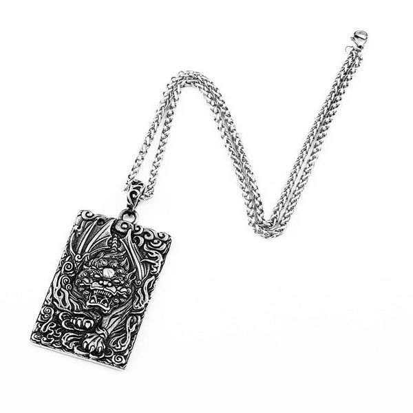men 2020 amulet necklace pendant for man ethnic kylin titanium steel chinese personality jewelry, Silver
men 2020 amulet necklace pendant for man ethnic kylin titanium steel chinese personality jewelry, Silver