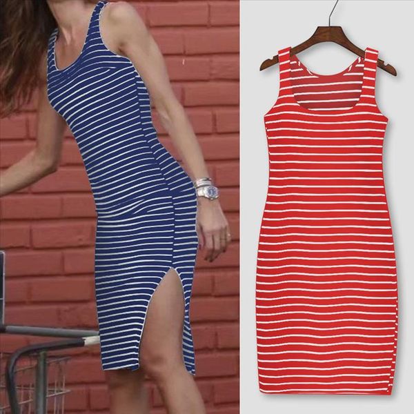 robe dress for women fashion dress casual women stripe print o neck sleeveless split dress vestidos de verano 2020, Black;gray
robe dress for women fashion dress casual women stripe print o neck sleeveless split dress vestidos de verano 2020, Black;gray