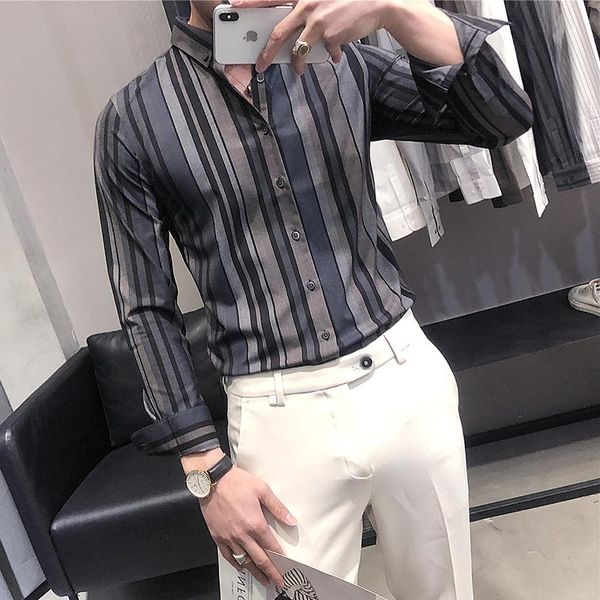 spring new net red striped casual shirt men's long-sleeved korean style trendy handsome senior business all-match shirt, White;black
spring new net red striped casual shirt men's long-sleeved korean style trendy handsome senior business all-match shirt, White;black
