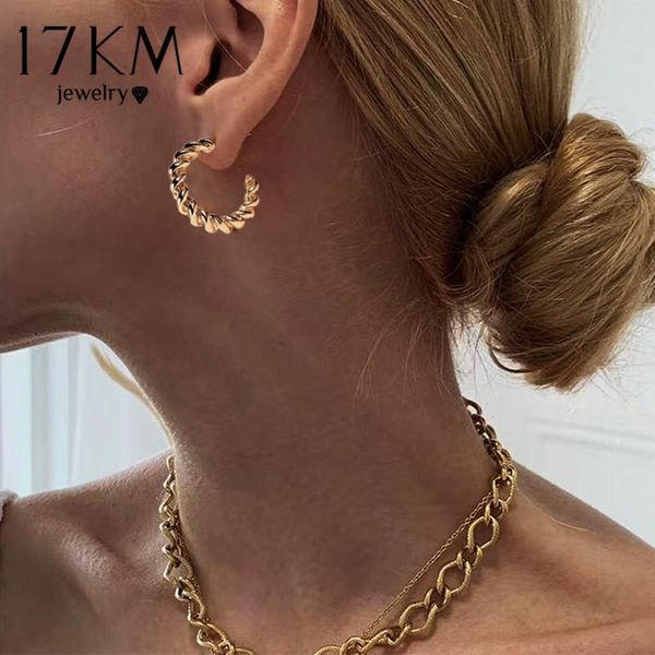 stud 17km trendy gold twist metal earring for women elegant geometric circle daily wear earrings jewelry, Golden;silver 
stud 17km trendy gold twist metal earring for women elegant geometric circle daily wear earrings jewelry, Golden;silver