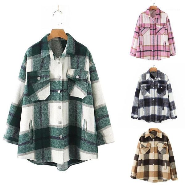 women turn-down collar breasted cardigan chest pocket long-sleeved blouse cotton plaid button-up shirt coat1, White
women turn-down collar breasted cardigan chest pocket long-sleeved blouse cotton plaid button-up shirt coat1, White