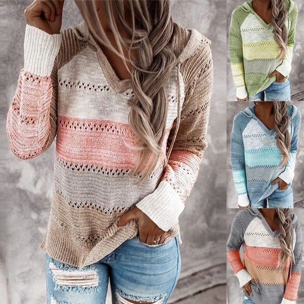 women knitted hoodies autumn striped hooded sweatshirt casual patchwork v-neck long sleeve plus size female hoody pullover, White
women knitted hoodies autumn striped hooded sweatshirt casual patchwork v-neck long sleeve plus size female hoody pullover, White