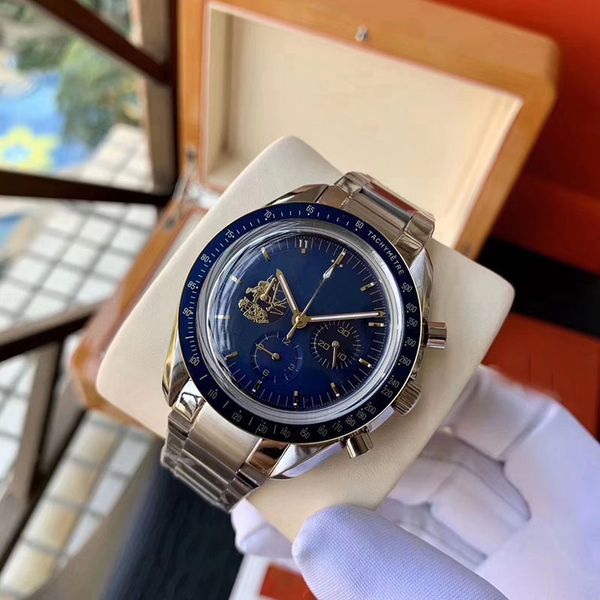 new style quartz movement chronograph men watch blue face sapphire crystal 316 stainless band watch, Slivery;brown
new style quartz movement chronograph men watch blue face sapphire crystal 316 stainless band watch, Slivery;brown